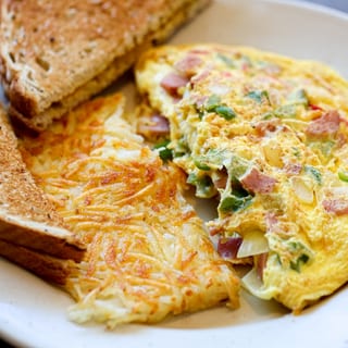 CORNED BEEF HASH & CHEESE OMELET